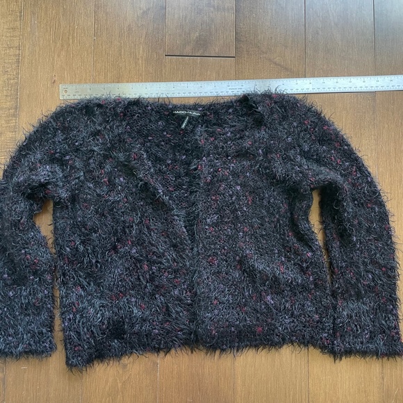 Soft Black Tinsel Knit Cropped Sweater Jacket - Picture 4 of 14